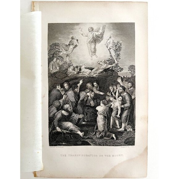 Raphael Transfiguration On The Mount Jesus 1872 Victorian Steel Engraving DWW8C - Picture 2 of 3